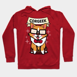 Funny Cute Kawaii Geek Corgi Dog Cartoon For Dog Lovers Hoodie